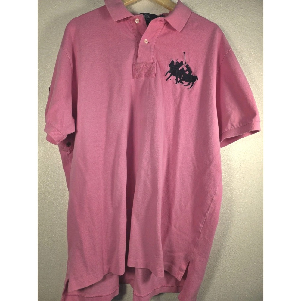 Vintage Polo Ralph Lauren Pink Double Big Pony #3 Men's Size 2XL